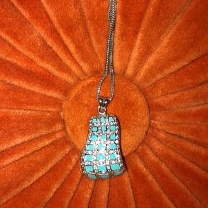 Real Silver Necklace with A Turquoise touch
